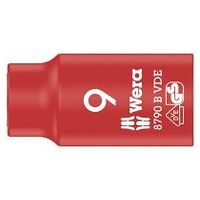 8790 B Llave de vaso Zyklop VDE, aislada, con arrastre de 3/8″, 9 x 46 mm