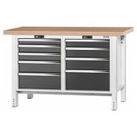 Arbetsbänk, 9 utdragslådor, Multiplex-bokskiva, 20×20G, Skivans längd: 1500mm
