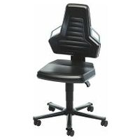 Chaise pivotante de travail, mousse PU, avec roulettes, basse, Couleur: BLACK